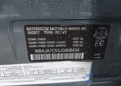 2018 BMW 530I xDrive z USA, uszkodzony, nr VIN WBAJA7C53JG908434